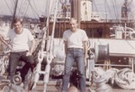 Terrible shot of myself and Roger Trusdale on Foxcastle in Naples dockyard